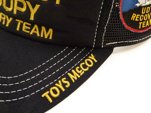 TOYS McCOY Men's Snoopy "UDT Recovery Team" Trucker-Style Baseball Cap with Side Mesh Panels and Snapback Adjustment, Made in Japan (TMA2624, 030 Black)