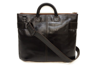 TOYS McCOY Men's Horsehide Leather Helmet Bag, Vintage U.S. Air Force-Inspired Design, 2-Way Carry with Leather Handles and a Detachable Adjustable Shoulder Strap, Quilted Ripstop Lining (TMA2628 030 Black Leather x Nickel Zipper)