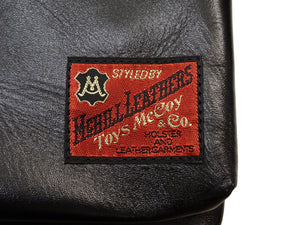 TOYS McCOY Men's Horsehide Leather Helmet Bag, Vintage U.S. Air Force-Inspired Design, 2-Way Carry with Leather Handles and a Detachable Adjustable Shoulder Strap, Quilted Ripstop Lining (TMA2628 030 Black Leather x Nickel Zipper)