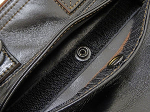 TOYS McCOY Men's Horsehide Leather Helmet Bag, Vintage U.S. Air Force-Inspired Design, 2-Way Carry with Leather Handles and a Detachable Adjustable Shoulder Strap, Quilted Ripstop Lining (TMA2628 030 Black Leather x Nickel Zipper)
