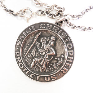 TOYS McCOY Steve McQueen Saint Christopher Pendant Necklace, Men's Sterling Silver 925 Medallion with Chain, Made in Japan (TMA2631)