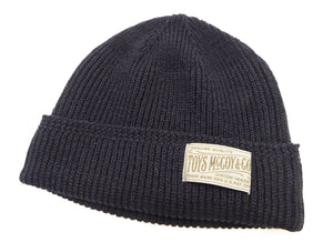TOYS McCOY Men's 100% Wool Rib-Knit Watch Cap, World War II "Knit Your Bit"-Inspired Design, Made in Japan (TMA2633 140 Navy)