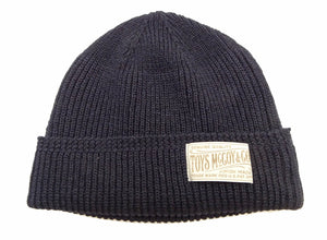 TOYS McCOY Men's 100% Wool Rib-Knit Watch Cap, World War II "Knit Your Bit"-Inspired Design, Made in Japan (TMA2633 140 Navy)