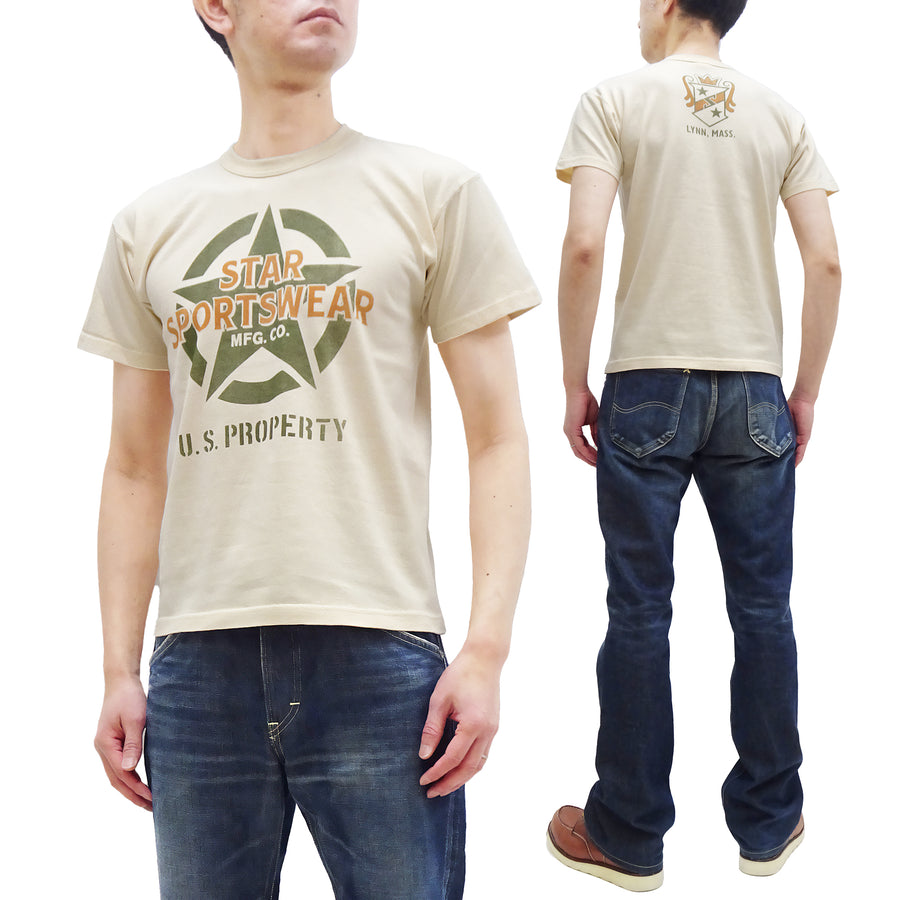 TOYS McCOY T-Shirt Men's Star Sportwear Logo Graphic Garment-Dyed Heavyweight Short Sleeve Loopwheel Tee TMC2324 040 Faded-Natural
