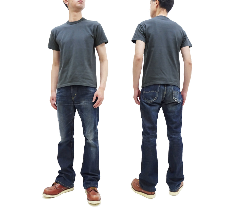 TOYS McCOY Plain T-Shirt Men's Garment-Dyed Heavyweight Short Sleeve Loopwheel Solid Color Tee TMC2343 030 Faded-Bluish-Black
