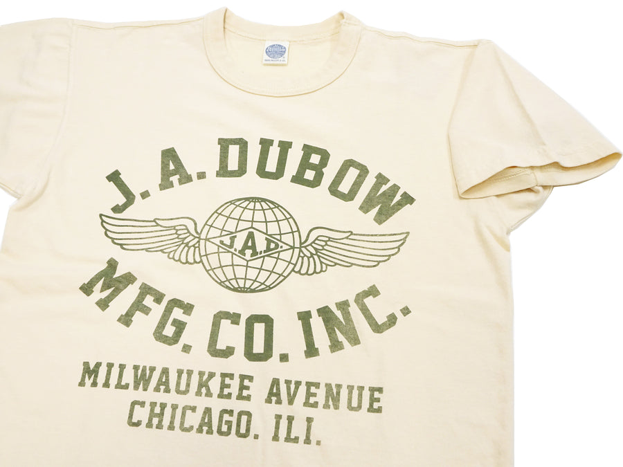 TOYS McCOY T-Shirt Men's J.A. Dubow Mfg Co. Logo Military Graphic Garment-Dyed Heavyweight Short Sleeve Loopwheel Tee TMC2346 040 Ecru