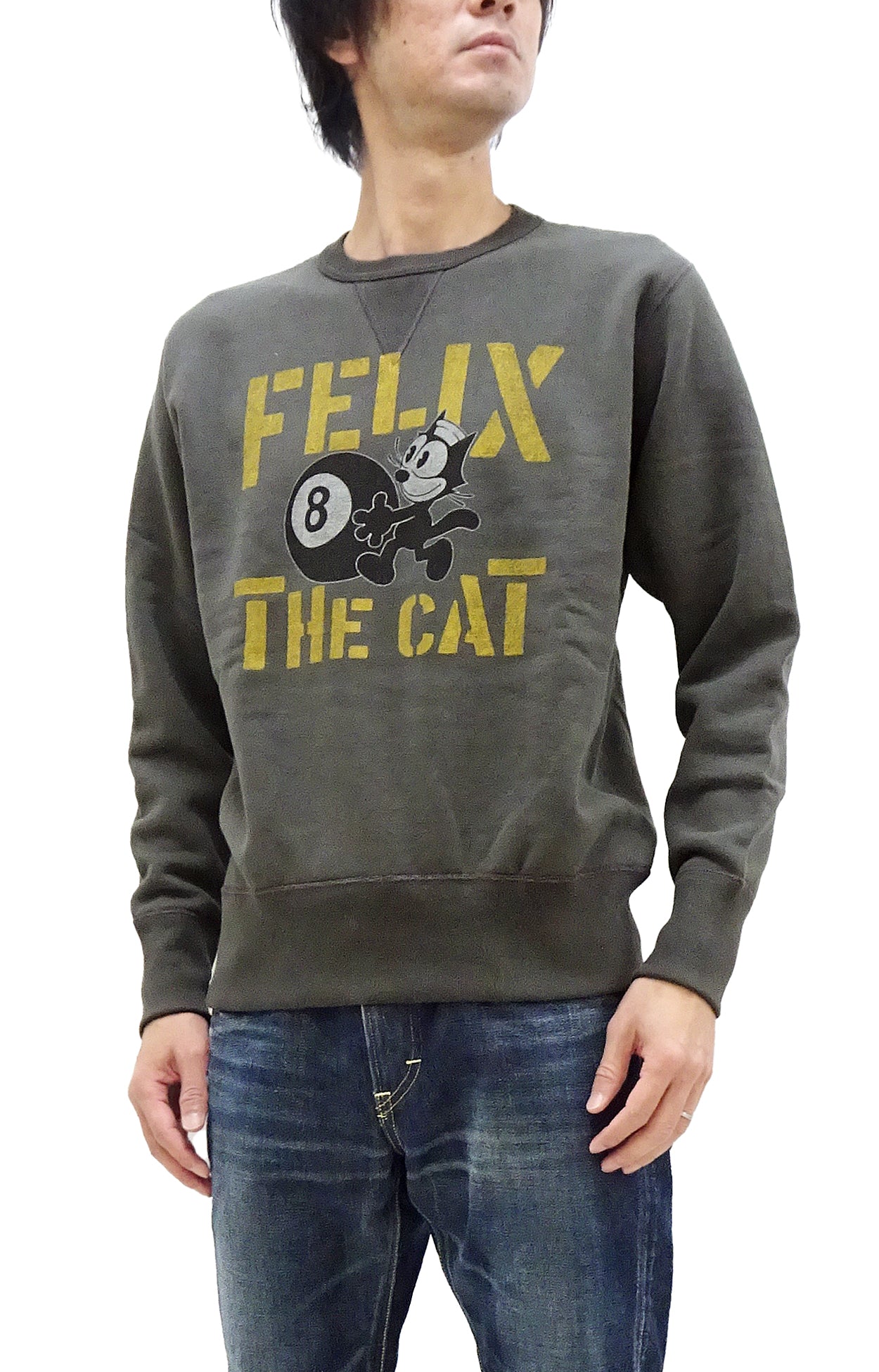 TOYS McCOY Sweatshirt Men's Felix the Cat Sweat Shirt Loop-wheeled Vintage  Style TMC2360 C/#030 Faded-Black