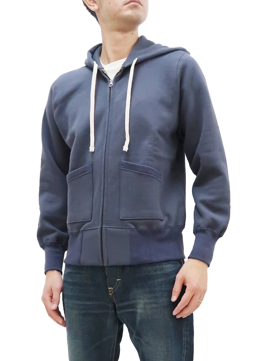 TOYS McCOY Plain Hoodie Men's Vintage Inspired Solid Zip Front Hooded Sweatshirt TMC2379 141 Faded Bluish-Gray