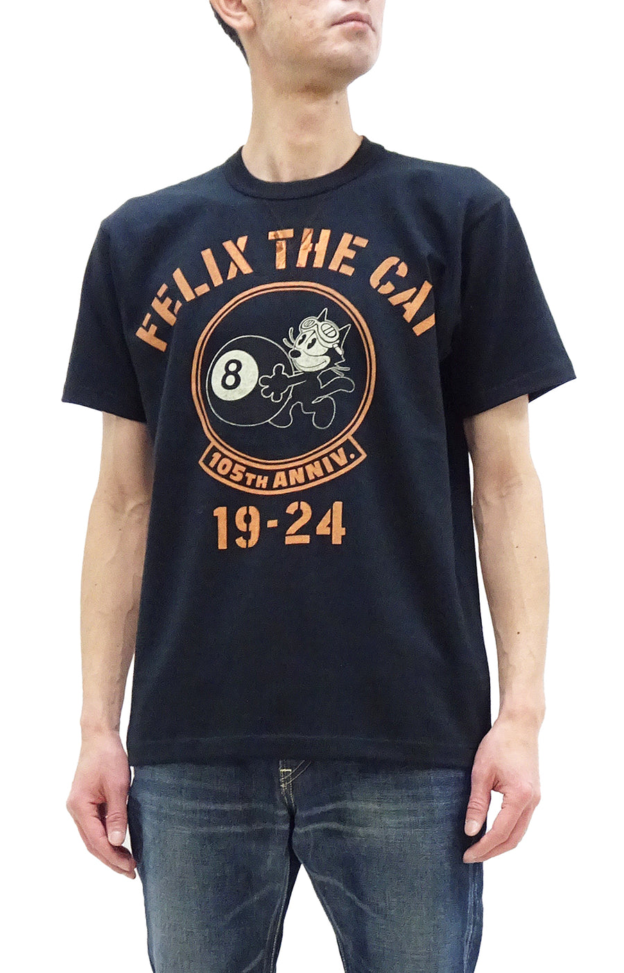 TOYS McCOY T-shirt Men's Felix The Cat Military Graphic Short Sleeve Loopwheeled Tee TMC2404 030 Black