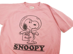 TOYS McCOY Short Sleeve Sweatshirt Men's Astronaut Snoopy Graphic French Terry Fabric Tee Shirt TMC2421 091 Faded-Pink
