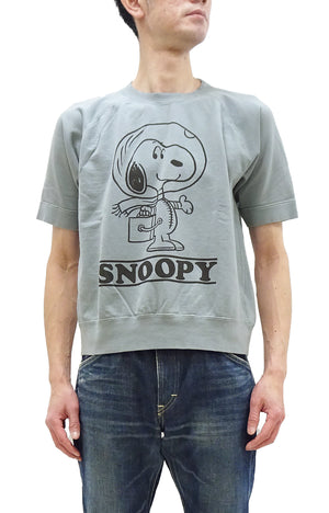 TOYS McCOY Short Sleeve Sweatshirt Men's Astronaut Snoopy Graphic French Terry Fabric Tee Shirt TMC2421 110 Faded-Saxe-Grey