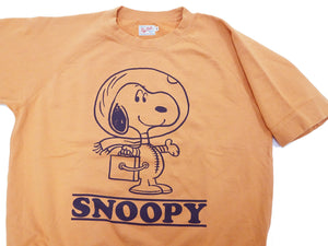 TOYS McCOY Short Sleeve Sweatshirt Men's Astronaut Snoopy Graphic French Terry Fabric Tee Shirt TMC2421 060 Faded-Gold