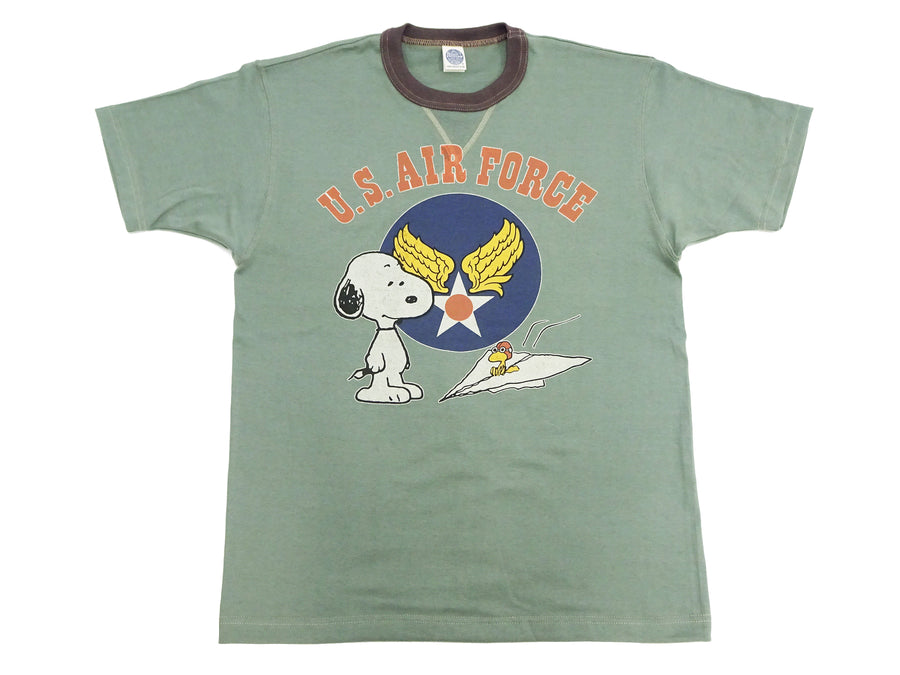 TOYS McCOY T-shirt Men's Snoopy Military Graphic Short Sleeve Loopwheeled Tee TMC2424 161 Faded-Green