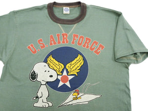 TOYS McCOY T-shirt Men's Snoopy Military Graphic Short Sleeve Loopwheeled Tee TMC2424 161 Faded-Green