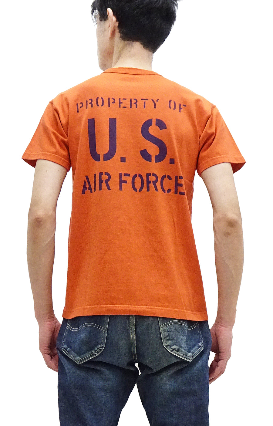 TOYS McCOY T-shirt Men's US Fifth Air Force Military Graphic Short Sleeve Loopwheeled Tee TMC2428 070 Faded-Orange