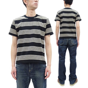 TOYS McCOY Striped T-Shirt Men's Steve McQueen Short Sleeve Horizontal Stripe Tee TMC2435 041  Ivory/Black