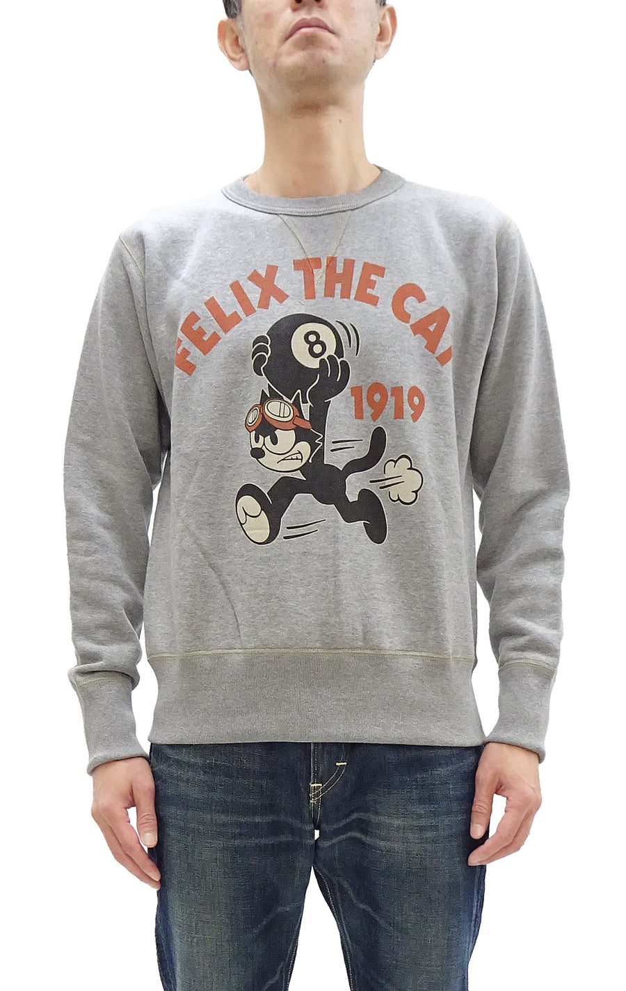 TOYS McCOY Sweatshirt Men's Casual Felix the Cat Graphic Print Sweat Shirt Loop-wheeled Vintage Style TMC2448 021 Ash-Gray