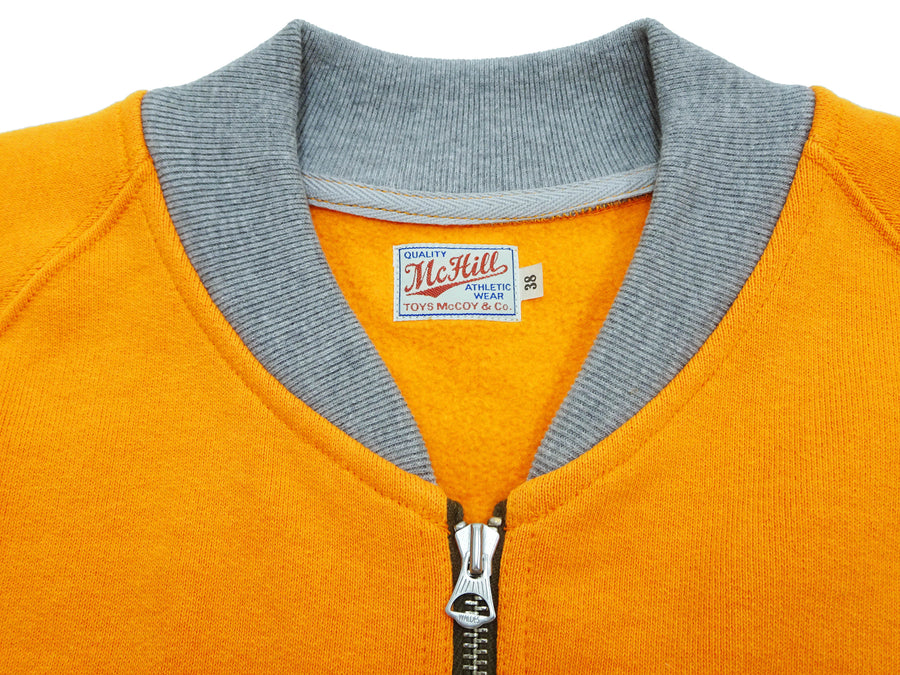 TOYS McCOY Zip-Up Sweatshirt Men's Casual Snoopy C-2 Style No Hood Full Zip Sweatshirt with Rib Panel TMC2457 070 Orange x Ash-Gray