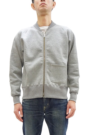 TOYS McCOY Zip-Up Sweatshirt Men's Casual C-2 Style No Hood Full Zip Sweatshirt with Rib Panel TMC2464 021 Ash-Gray