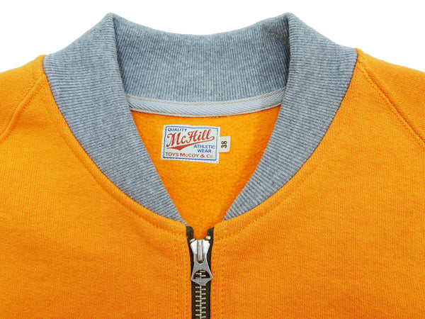 TOYS McCOY Zip-Up Sweatshirt Men's Casual C-2 Style No Hood Full Zip Sweatshirt with Rib Panel TMC2464 070 Orange x Ash-Gray