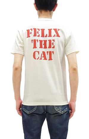 TOYS McCOY Graphic Loopwheel T-shirt Men's Short Sleeve Felix the Cat Printed Tee TMC2501 Non-Wash Finish 011 Faded-Off-White