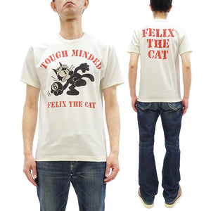 TOYS McCOY Graphic Loopwheel T-shirt Men's Short Sleeve Felix the Cat Printed Tee TMC2501 Non-Wash Finish 011 Faded-Off-White