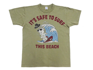 TOYS McCOY Graphic Loopwheel T-shirt Men's Short Sleeve Casper the Friendly Ghost Surfing Printed Tee TMC2504 Garment-Dyed Finish 160 Faded-Olive
