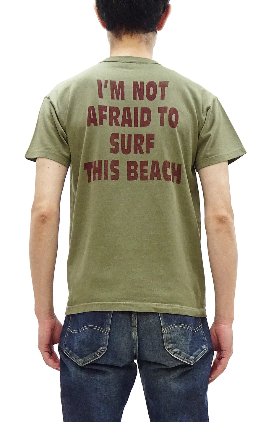 TOYS McCOY Graphic Loopwheel T-shirt Men's Short Sleeve Casper the Friendly Ghost Surfing Printed Tee TMC2504 Garment-Dyed Finish 160 Faded-Olive