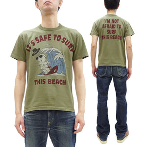 TOYS McCOY Graphic Loopwheel T-shirt Men's Short Sleeve Casper the Friendly Ghost Surfing Printed Tee TMC2504 Garment-Dyed Finish 160 Faded-Olive