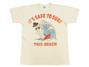 TOYS McCOY Graphic Loopwheel T-shirt Men's Short Sleeve Casper the Friendly Ghost Surfing Printed Tee TMC2504 Garment-Dyed Finish 040 Faded-Natural