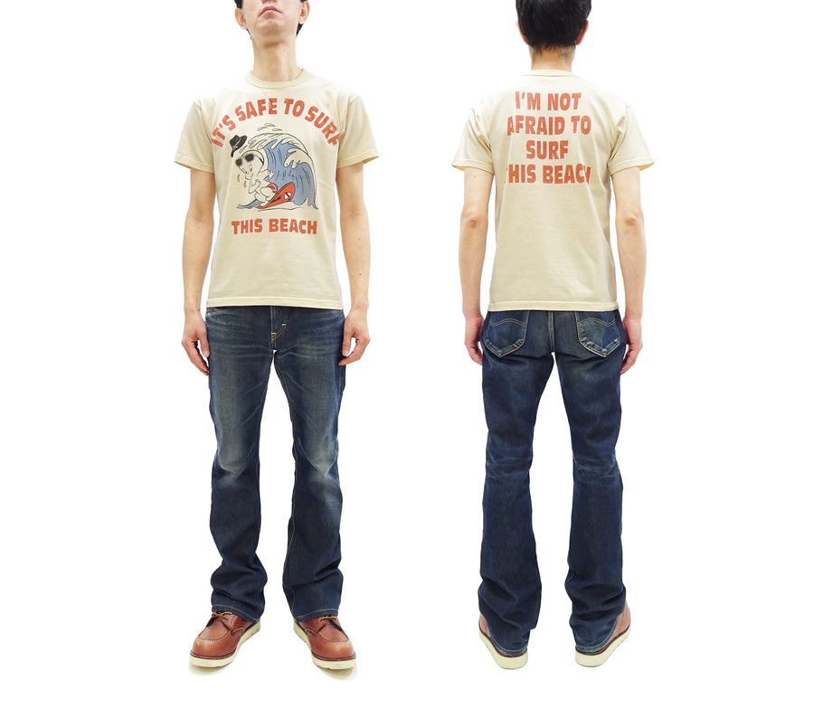TOYS McCOY Graphic Loopwheel T-shirt Men's Short Sleeve Casper the Friendly Ghost Surfing Printed Tee TMC2504 Garment-Dyed Finish 040 Faded-Natural