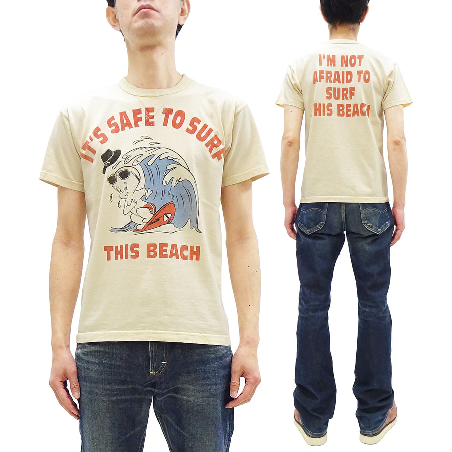 TOYS McCOY Graphic Loopwheel T-shirt Men's Short Sleeve Casper the Friendly Ghost Surfing Printed Tee TMC2504 Garment-Dyed Finish 040 Faded-Natural