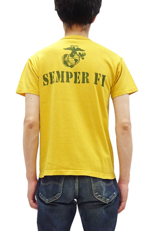 TOYS McCOY Graphic Loopwheel T-shirt - Men's Short Sleeve Flying Ace Snoopy x USMC Printed Tee TMC2527 Garment-Dyed Finish 060 Faded-Yellow