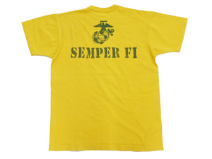 TOYS McCOY Graphic Loopwheel T-shirt - Men's Short Sleeve Flying Ace Snoopy x USMC Printed Tee TMC2527 Garment-Dyed Finish 060 Faded-Yellow
