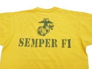 TOYS McCOY Graphic Loopwheel T-shirt - Men's Short Sleeve Flying Ace Snoopy x USMC Printed Tee TMC2527 Garment-Dyed Finish 060 Faded-Yellow
