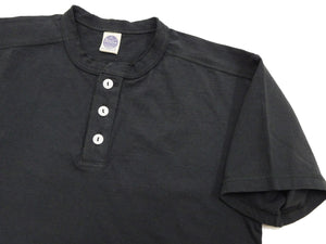 TOYS McCOY Plain Loopwheel Henley T-Shirt - Men's Short Sleeve Tubular Tee The Great American Hero Union Shirt TMC2537 030 Faded-Black