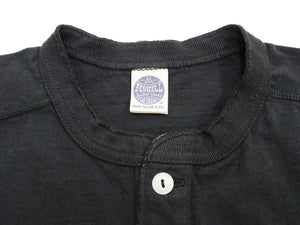 TOYS McCOY Plain Loopwheel Henley T-Shirt - Men's Short Sleeve Tubular Tee The Great American Hero Union Shirt TMC2537 030 Faded-Black