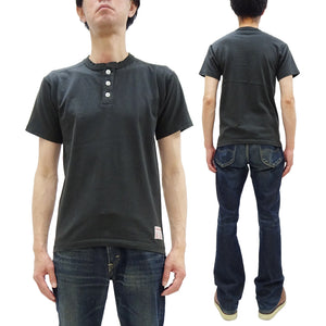 TOYS McCOY Plain Loopwheel Henley T-Shirt - Men's Short Sleeve Tubular Tee The Great American Hero Union Shirt TMC2537 030 Faded-Black