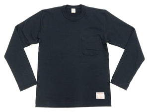 TOYS McCOY Steve McQueen Inspired Long Sleeve Pocket T-Shirt - Men's Solid Color Loopwheeled Tee - TMC2543 030 Black