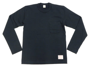 TOYS McCOY Steve McQueen Inspired Long Sleeve Pocket T-Shirt - Men's Solid Color Loopwheeled Tee - TMC2543 030 Black