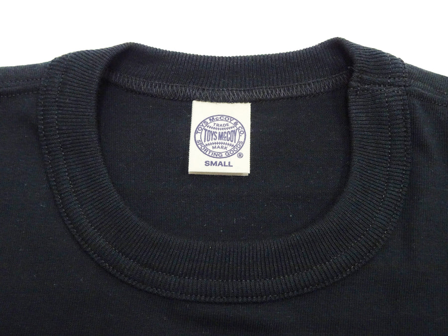 TOYS McCOY Steve McQueen Inspired Long Sleeve Pocket T-Shirt - Men's Solid Color Loopwheeled Tee - TMC2543 030 Black