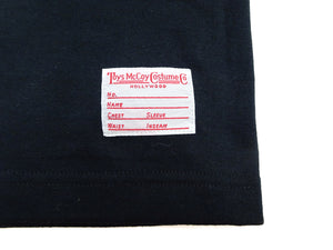 TOYS McCOY Men's Plain Long-Sleeve Crew Neck Pocket T-Shirt, 100% Cotton Tubular-Knit Jersey, Binder Neck, Unwashed, Made in Japan (TMC2543 030 Black)