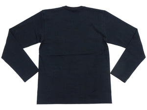 TOYS McCOY Men's Plain Long-Sleeve Crew Neck Pocket T-Shirt, 100% Cotton Tubular-Knit Jersey, Binder Neck, Unwashed, Made in Japan (TMC2543 030 Black)
