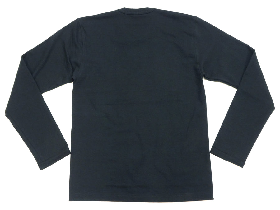 TOYS McCOY Steve McQueen Inspired Long Sleeve Pocket T-Shirt - Men's Solid Color Loopwheeled Tee - TMC2543 030 Black
