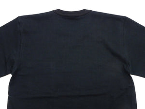 TOYS McCOY Men's Plain Long-Sleeve Crew Neck Pocket T-Shirt, 100% Cotton Tubular-Knit Jersey, Binder Neck, Unwashed, Made in Japan (TMC2543 030 Black)
