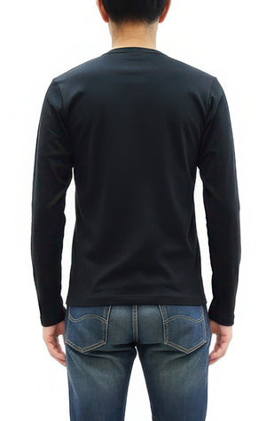 TOYS McCOY Steve McQueen Inspired Long Sleeve Pocket T-Shirt - Men's Solid Color Loopwheeled Tee - TMC2543 030 Black
