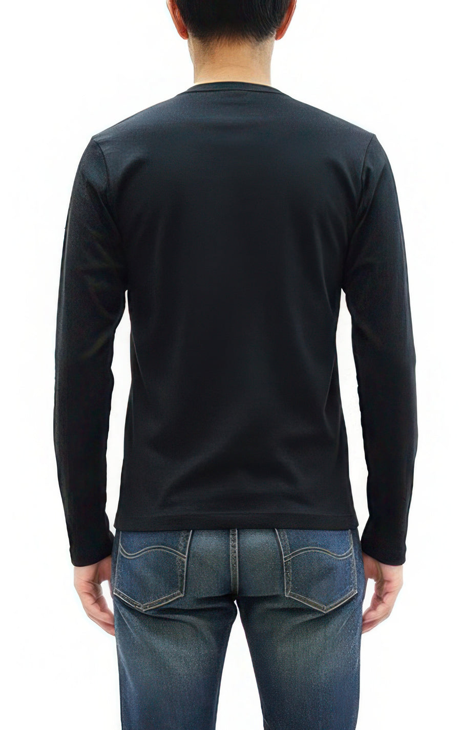 TOYS McCOY Steve McQueen Inspired Long Sleeve Pocket T-Shirt - Men's Solid Color Loopwheeled Tee - TMC2543 030 Black