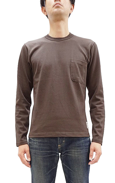 TOYS McCOY Steve McQueen Inspired Long Sleeve Pocket T-Shirt - Men's Solid Color Loopwheeled Tee - TMC2543 021 Faded DarK-Charcoal