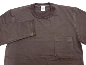 TOYS McCOY Men's Plain Long-Sleeve Crew Neck Pocket T-Shirt, 100% Cotton Tubular-Knit Jersey, Binder Neck, Unwashed, Made in Japan (TMC2543 021 Faded DarK-Charcoal)