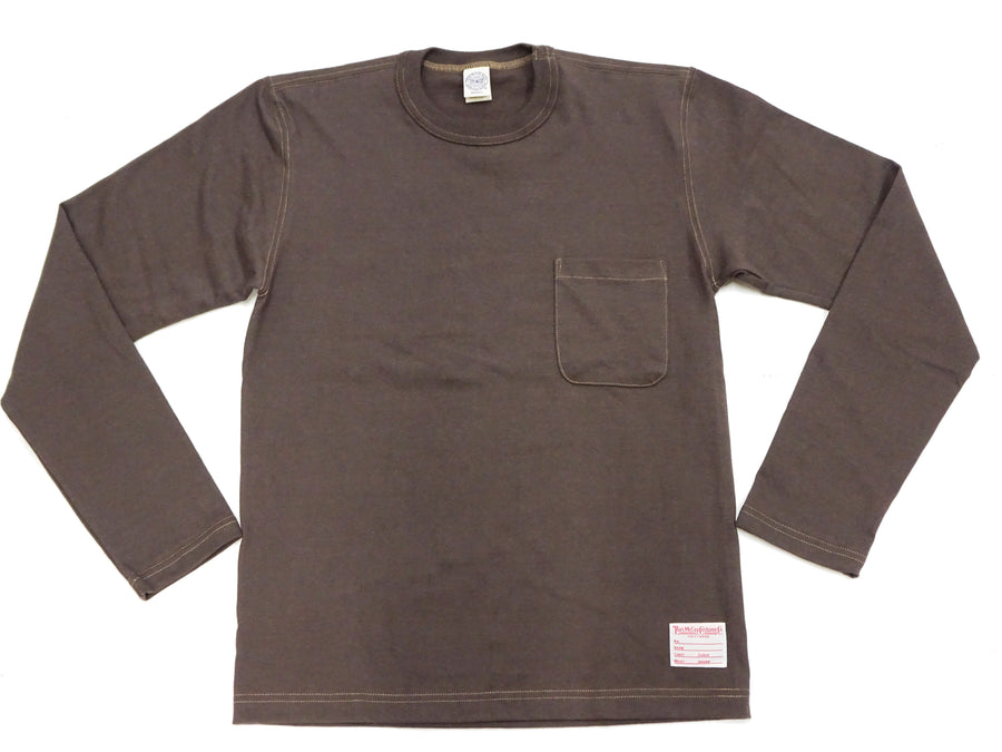 TOYS McCOY Steve McQueen Inspired Long Sleeve Pocket T-Shirt - Men's Solid Color Loopwheeled Tee - TMC2543 021 Faded DarK-Charcoal